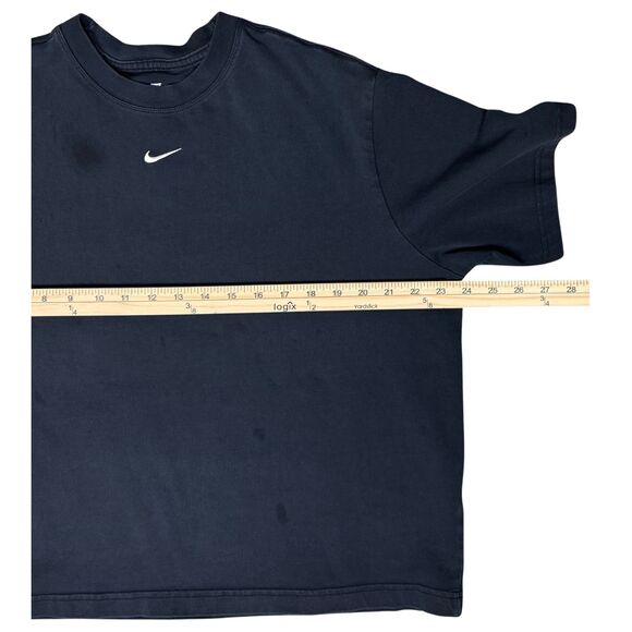 Nike Shirt Womens Crop Center Swoosh Relaxed Boxy‎ Loose Fading Large Black Y2K - Picture 4 of 8
